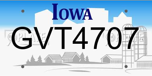 GVT4707 Iowa License Plate