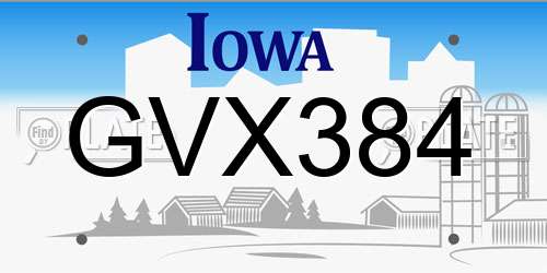 GVX384 Iowa License Plate