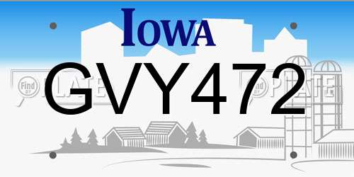 GVY472 Iowa License Plate