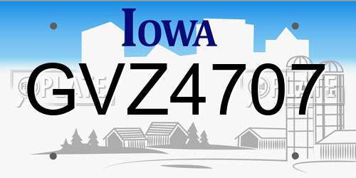 GVZ4707 Iowa License Plate