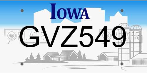 GVZ549 Iowa License Plate