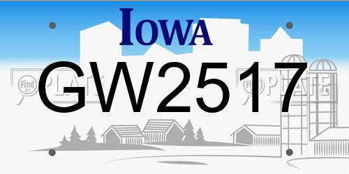 GW2517 Iowa License Plate
