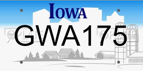 GWA175 Iowa License Plate