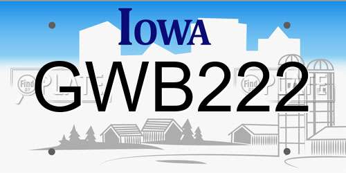 GWB222 Iowa License Plate