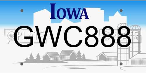 GWC888 Iowa License Plate