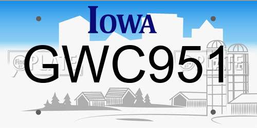 GWC951 Iowa License Plate