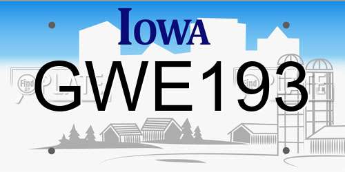GWE193 Iowa License Plate