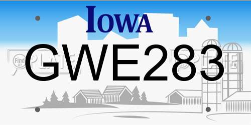 GWE283 Iowa License Plate