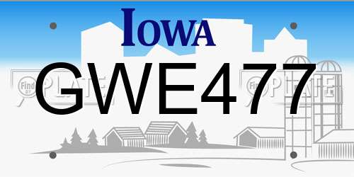 GWE477 Iowa License Plate