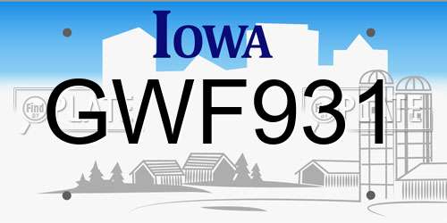 GWF931 Iowa License Plate