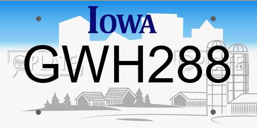GWH288 Iowa License Plate
