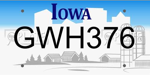 GWH376 Iowa License Plate