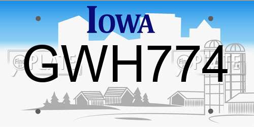 GWH774 Iowa License Plate