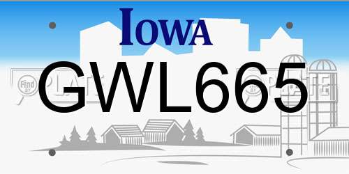 GWL665 Iowa License Plate