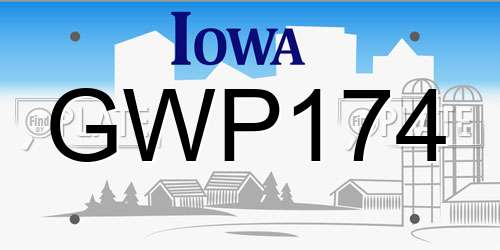 GWP174 Iowa License Plate