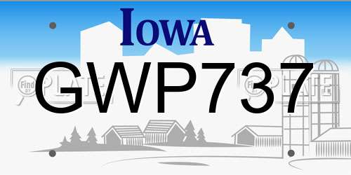 GWP737 Iowa License Plate
