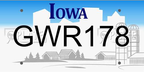 GWR178 Iowa License Plate