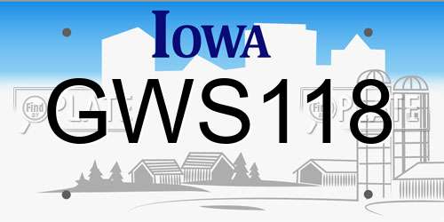 GWS118 Iowa License Plate
