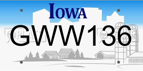 GWW136 Iowa License Plate