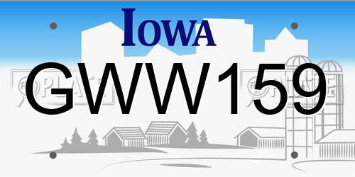 GWW159 Iowa License Plate