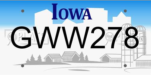 GWW278 Iowa License Plate