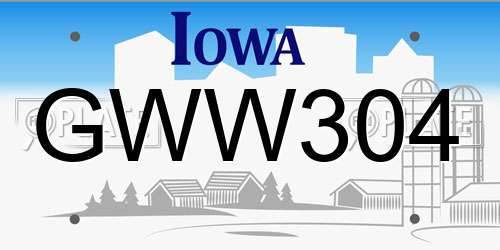 GWW304 Iowa License Plate