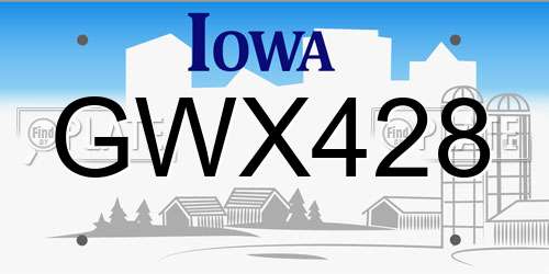 GWX428 Iowa License Plate