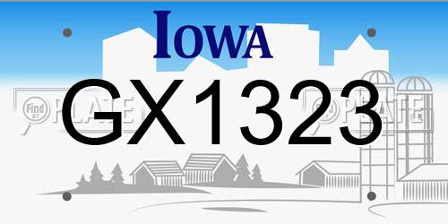GX1323 Iowa License Plate
