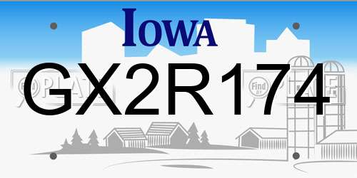 GX2R174 Iowa License Plate