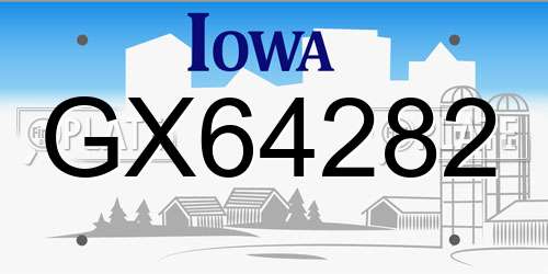 GX64282 Iowa License Plate