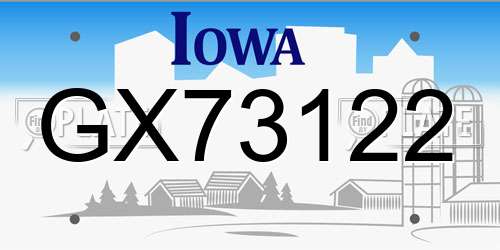 GX73122 Iowa License Plate