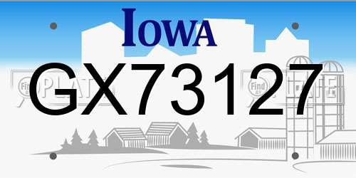 GX73127 Iowa License Plate