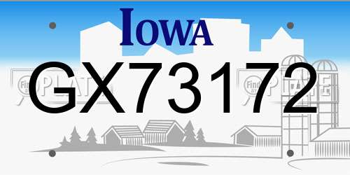 GX73172 Iowa License Plate