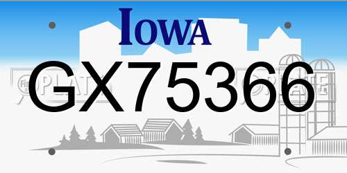 GX75366 Iowa License Plate