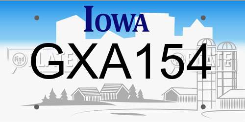 GXA154 Iowa License Plate