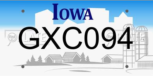 GXC094 Iowa License Plate