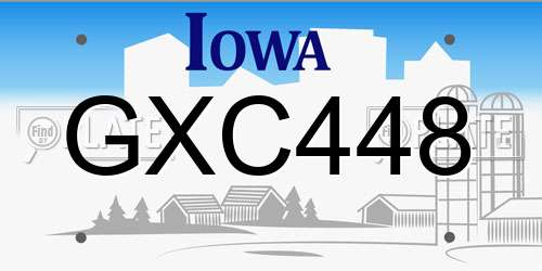 GXC448 Iowa License Plate