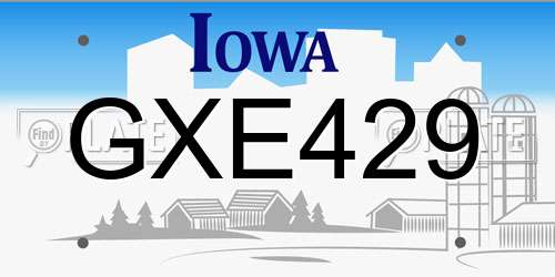GXE429 Iowa License Plate