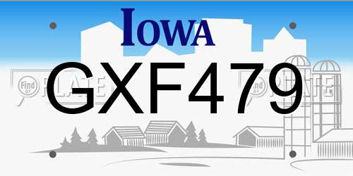 GXF479 Iowa License Plate