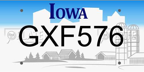GXF576 Iowa License Plate