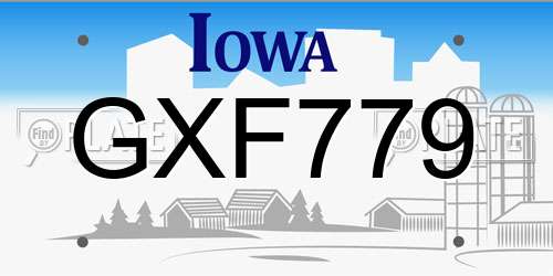 GXF779 Iowa License Plate