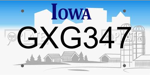 GXG347 Iowa License Plate
