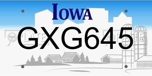 GXG645 Iowa License Plate