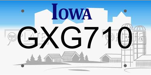 GXG710 Iowa License Plate