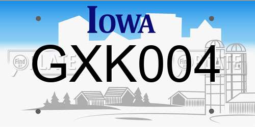 GXK004 Iowa License Plate