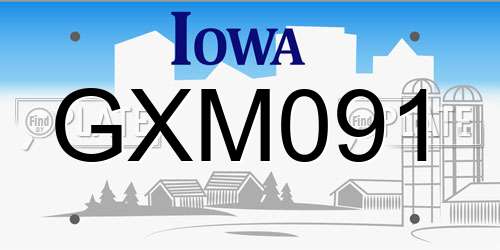 GXM091 Iowa License Plate