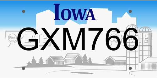 GXM766 Iowa License Plate