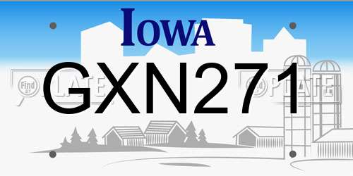 GXN271 Iowa License Plate