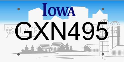 GXN495 Iowa License Plate