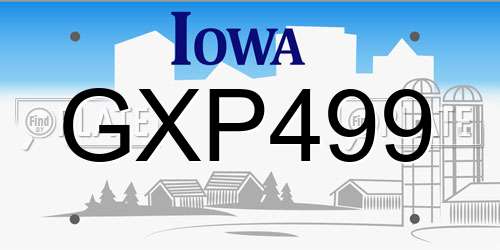 GXP499 Iowa License Plate